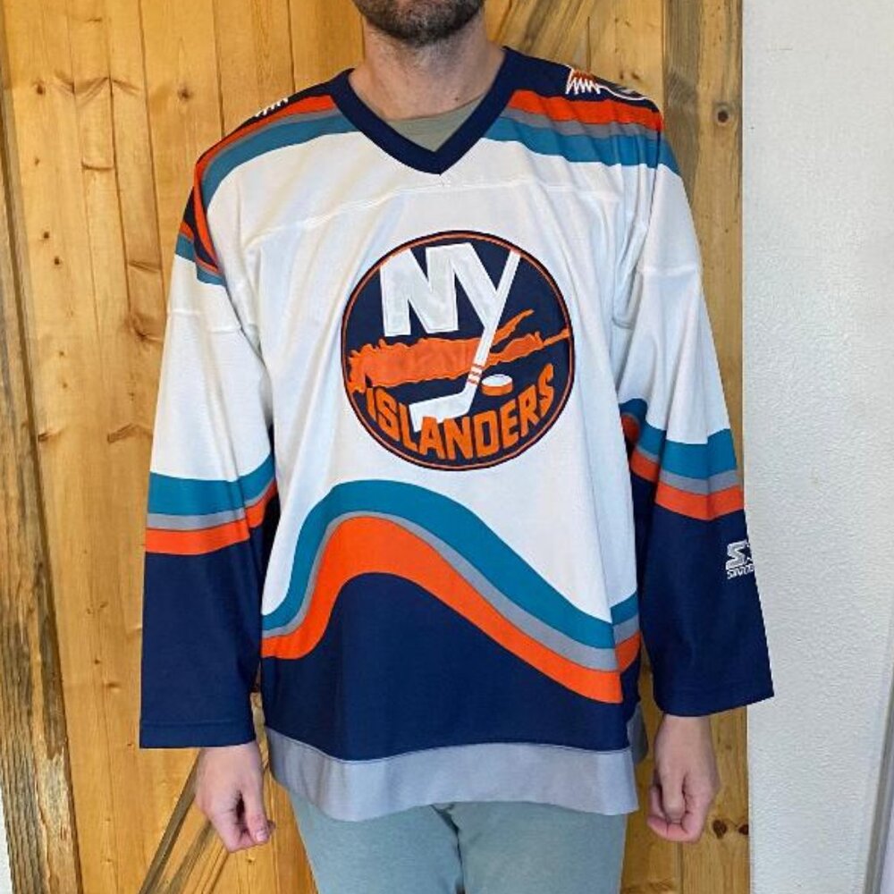 vintage Starter brand New York Islanders "wave" NHL hockey jersey